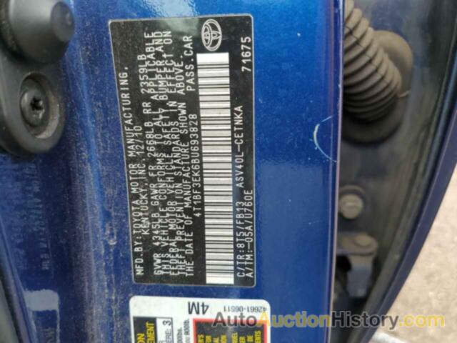 TOYOTA CAMRY BASE, 4T1BF3EK6BU693828