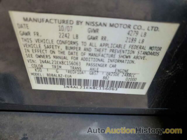 NISSAN ALTIMA 2.5, 1N4AL21EX8C156063