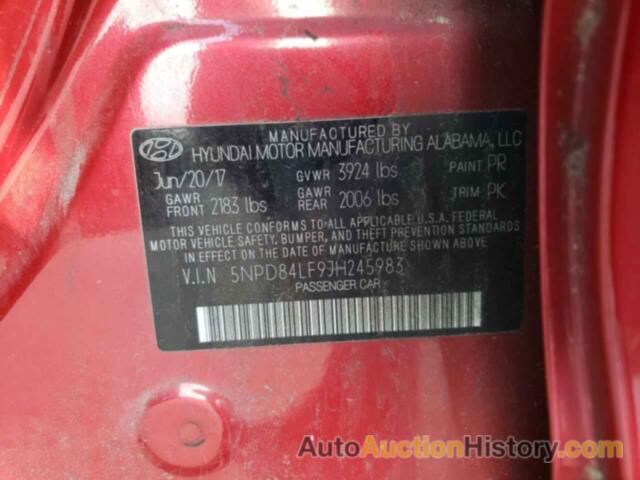 HYUNDAI ELANTRA SEL, 5NPD84LF9JH245983