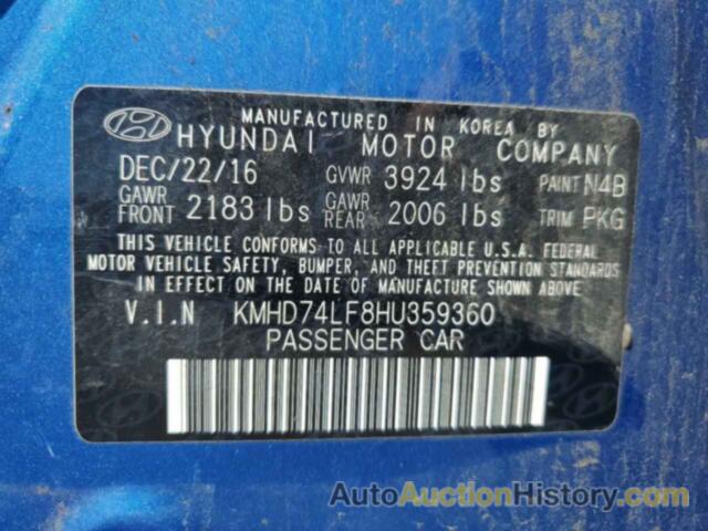 HYUNDAI ELANTRA SE, KMHD74LF8HU359360