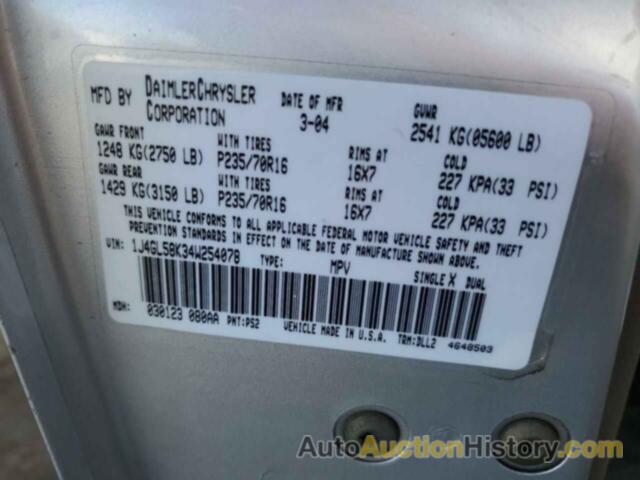 JEEP LIBERTY LIMITED, 1J4GL58K34W254078