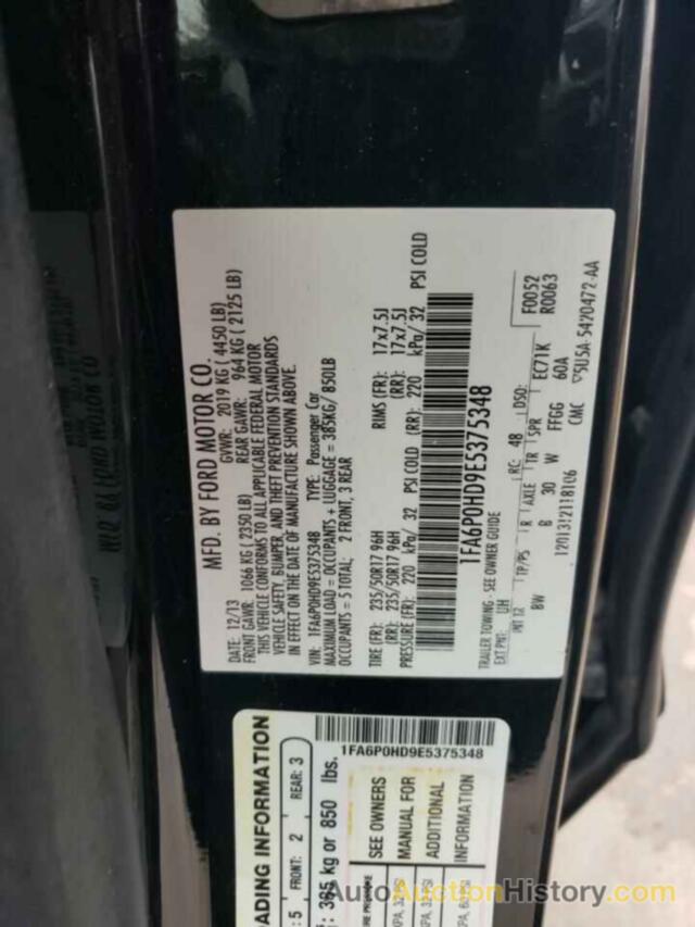 FORD FUSION SE, 1FA6P0HD9E5375348