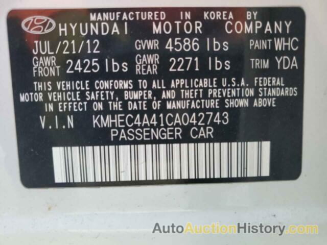 HYUNDAI SONATA HYBRID, KMHEC4A41CA042743