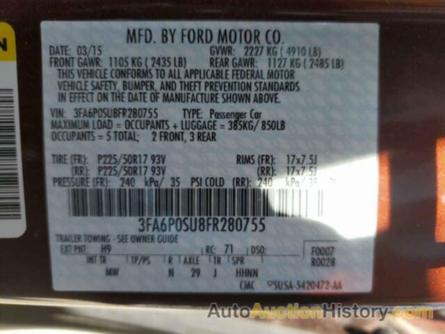 FORD FUSION TITANIUM PHEV, 3FA6P0SU8FR280755