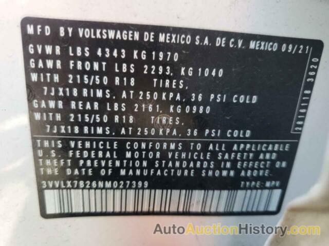 VOLKSWAGEN TAOS SE IQ SE IQ DRIVE, 3VVLX7B26NM027399