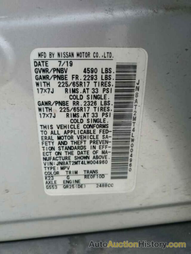 NISSAN ROGUE S, JN8AT2MT4LW004960