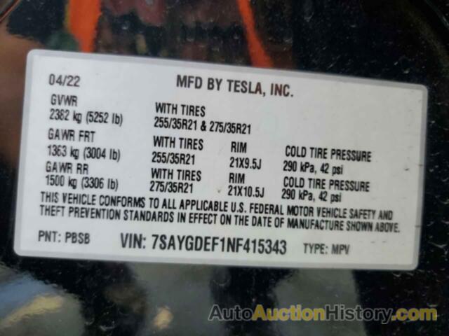 TESLA MODEL Y, 7SAYGDEF1NF415343