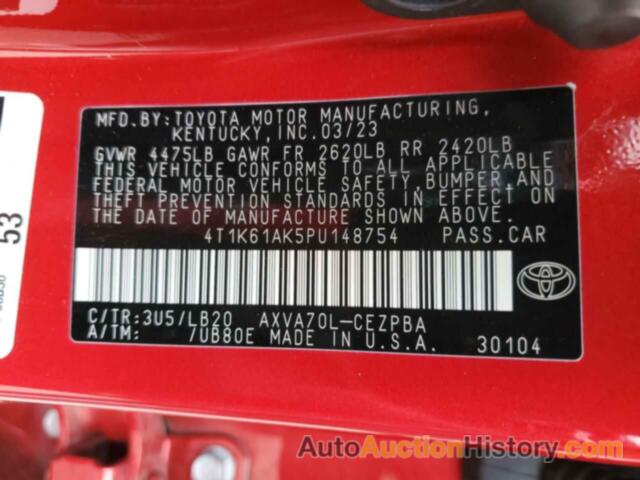 TOYOTA CAMRY XSE, 4T1K61AK5PU148754