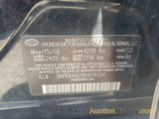 HYUNDAI SONATA GLS, 5NPEB4AC1BH074324