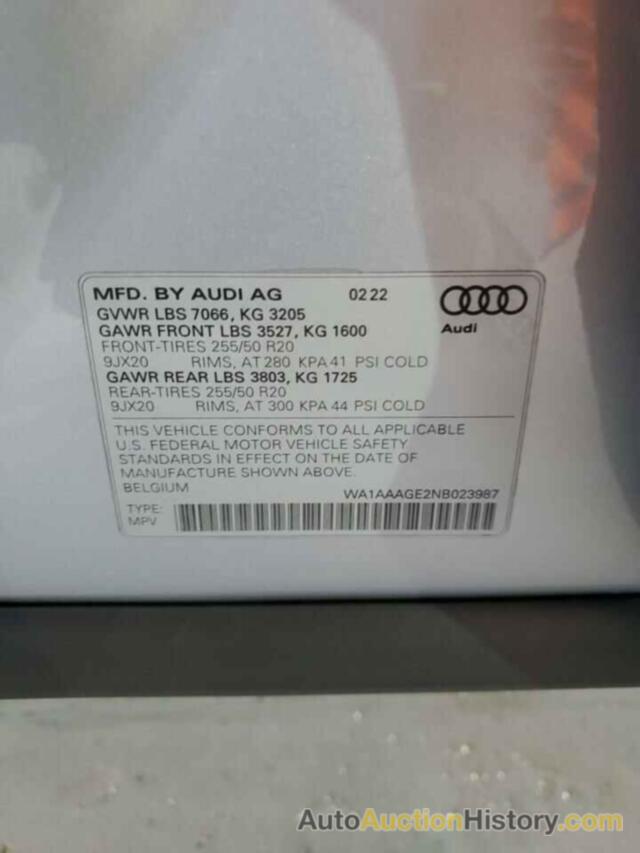 AUDI E-TRON PREMIUM, WA1AAAGE2NB023987