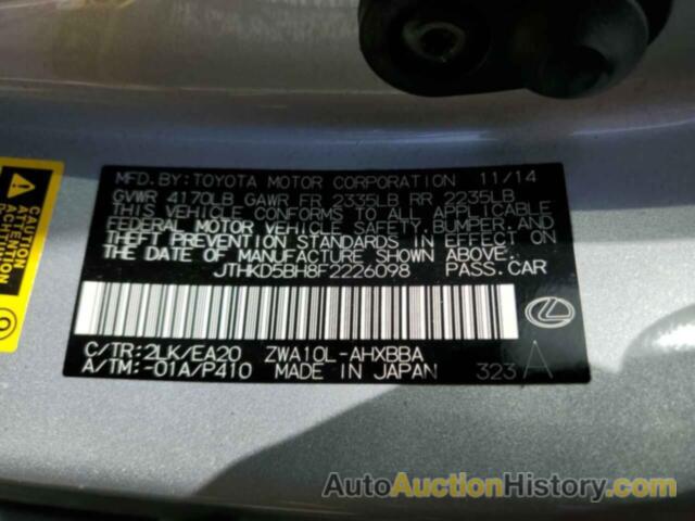 LEXUS CT 200 200, JTHKD5BH8F2226098