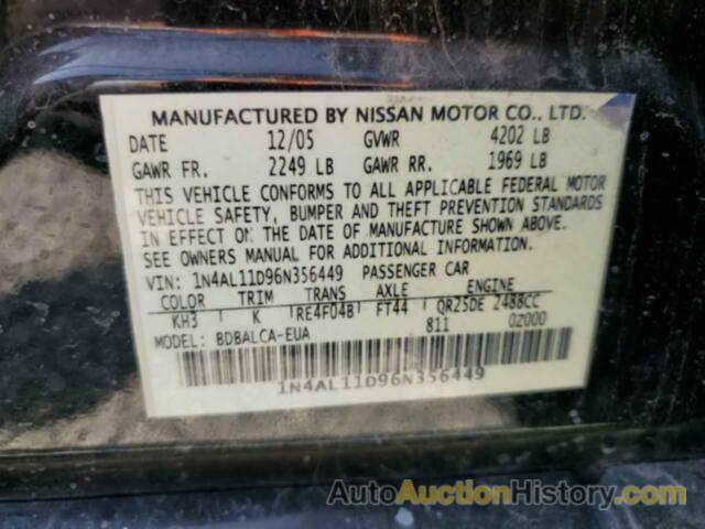 NISSAN ALTIMA S, 1N4AL11D96N356449