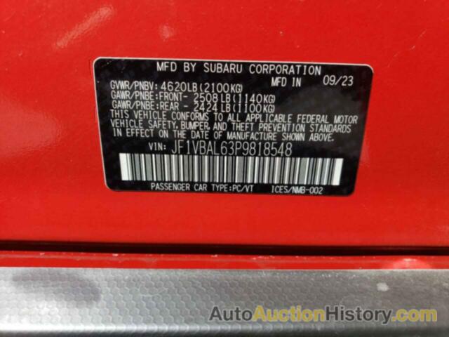 SUBARU WRX LIMITED, JF1VBAL63P9818548