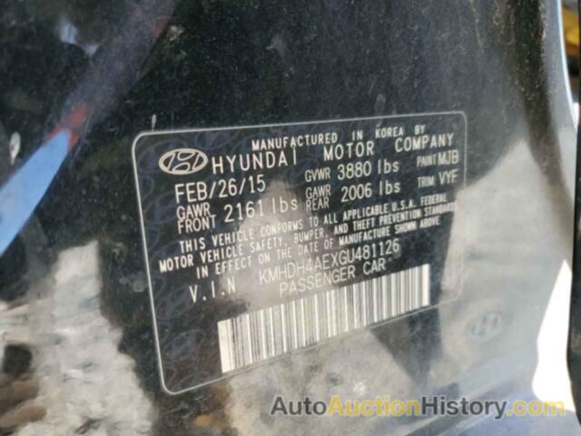 HYUNDAI ELANTRA SE, KMHDH4AEXGU481126