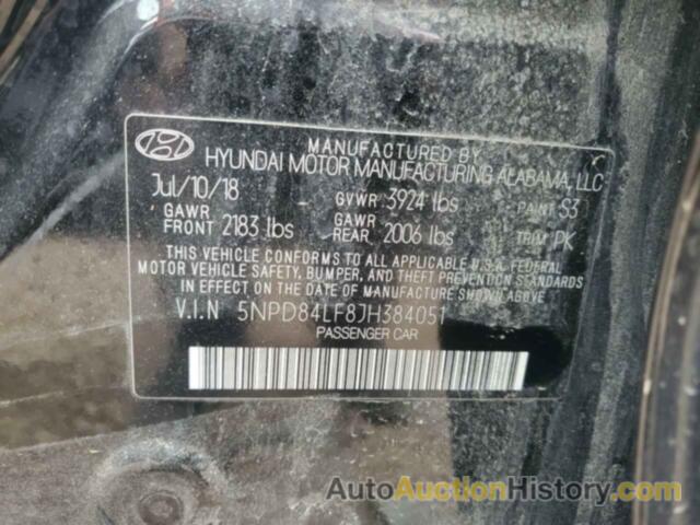 HYUNDAI ELANTRA SEL, 5NPD84LF8JH384051