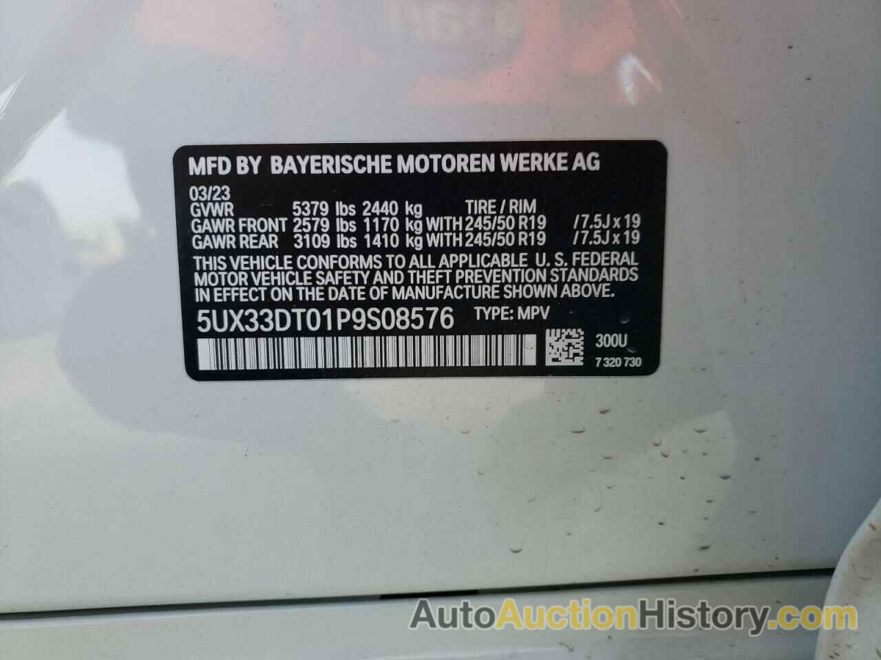 BMW X4 XDRIVE30I, 5UX33DT01P9S08576