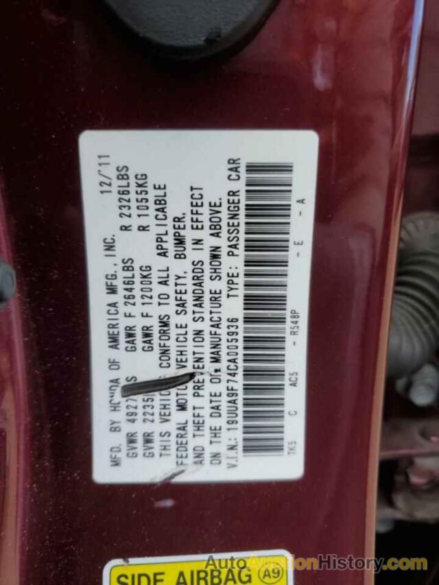 ACURA TL, 19UUA9F74CA005936