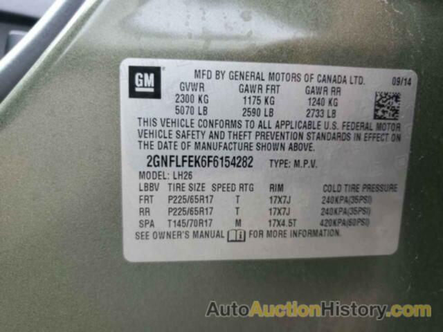 CHEVROLET EQUINOX LT, 2GNFLFEK6F6154282