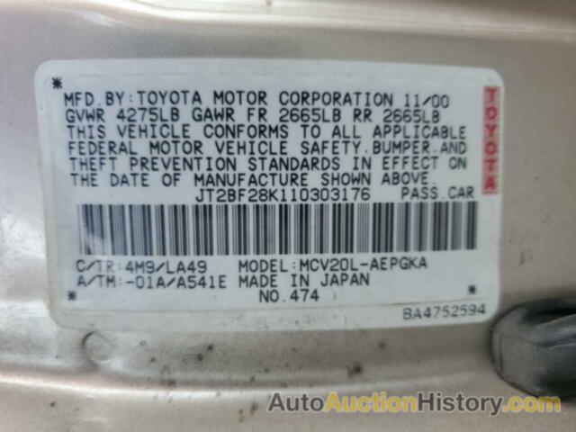 TOYOTA CAMRY LE, JT2BF28K110303176