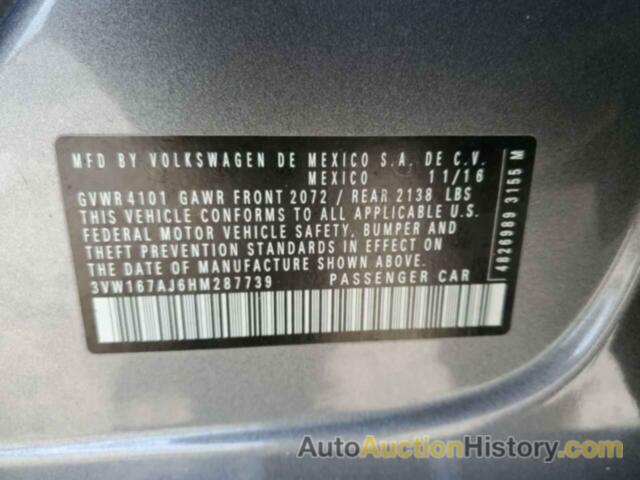 VOLKSWAGEN JETTA S, 3VW167AJ6HM287739