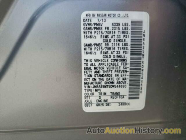 NISSAN ROGUE S, JN8AS5MT5DW544680