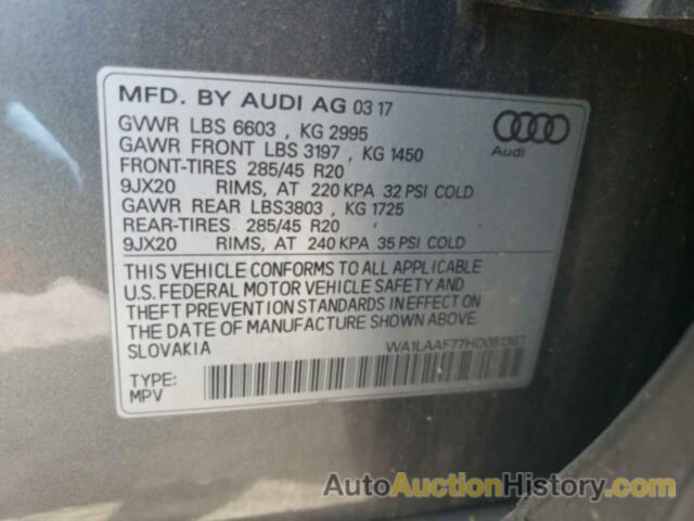 AUDI Q7 PREMIUM PLUS, WA1LAAF77HD051367