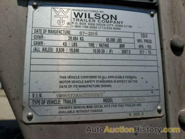 WILSON TRAILER, 1W16522AXG5550063