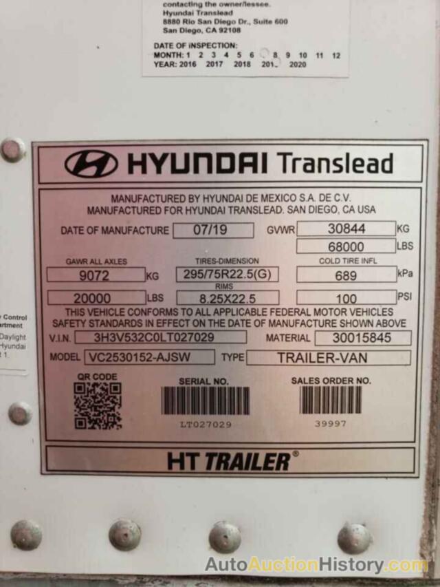 HYUNDAI TRAILER, 3H3V532C0LT027029