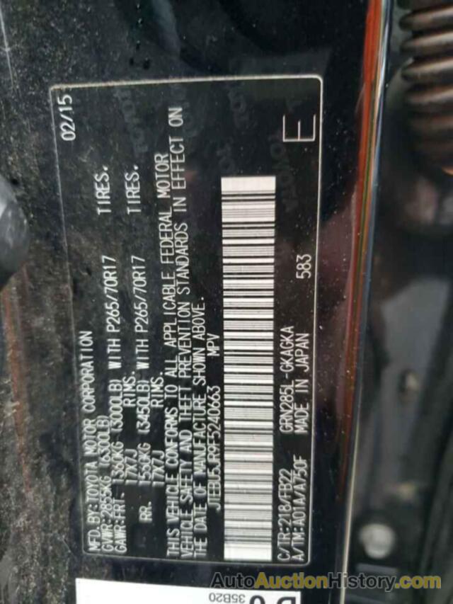 TOYOTA 4RUNNER SR5, JTEBU5JR9F5240663