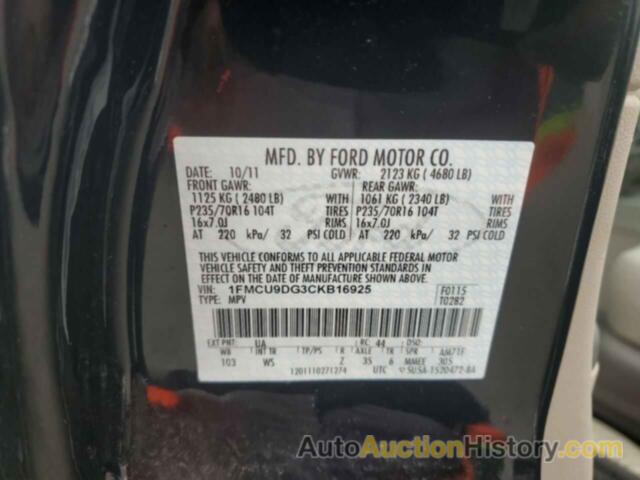 FORD ESCAPE XLT, 1FMCU9DG3CKB16925