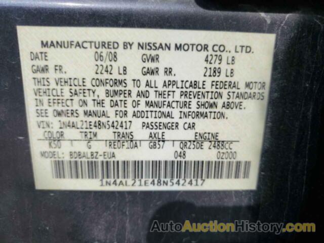 NISSAN ALTIMA 2.5, 1N4AL21E48N542417