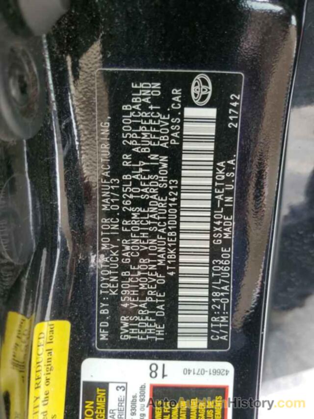 TOYOTA AVALON BASE, 4T1BK1EB1DU014213