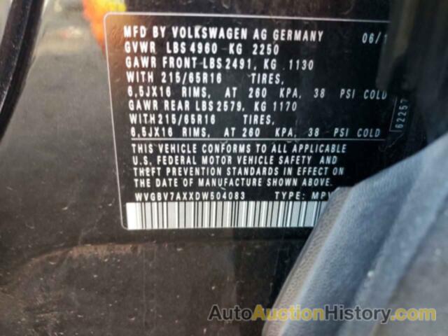 VOLKSWAGEN TIGUAN S, WVGBV7AXXDW504083