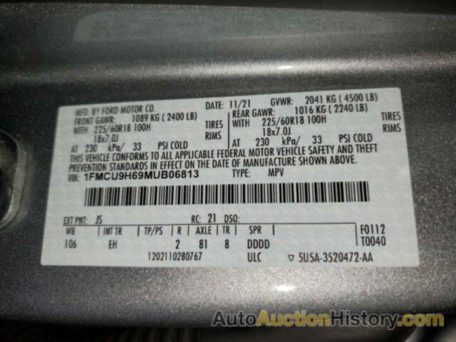 FORD ESCAPE SEL, 1FMCU9H69MUB06813