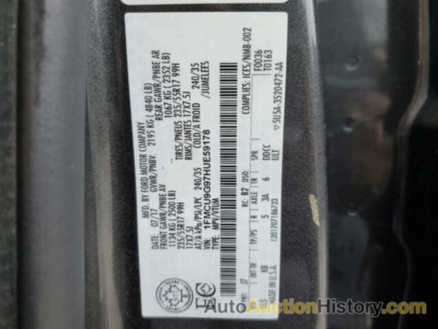 FORD ESCAPE SE, 1FMCU9G97HUE59178