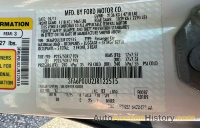 FORD FUSION S HYBRID, 3FA6P0UU2JR122515