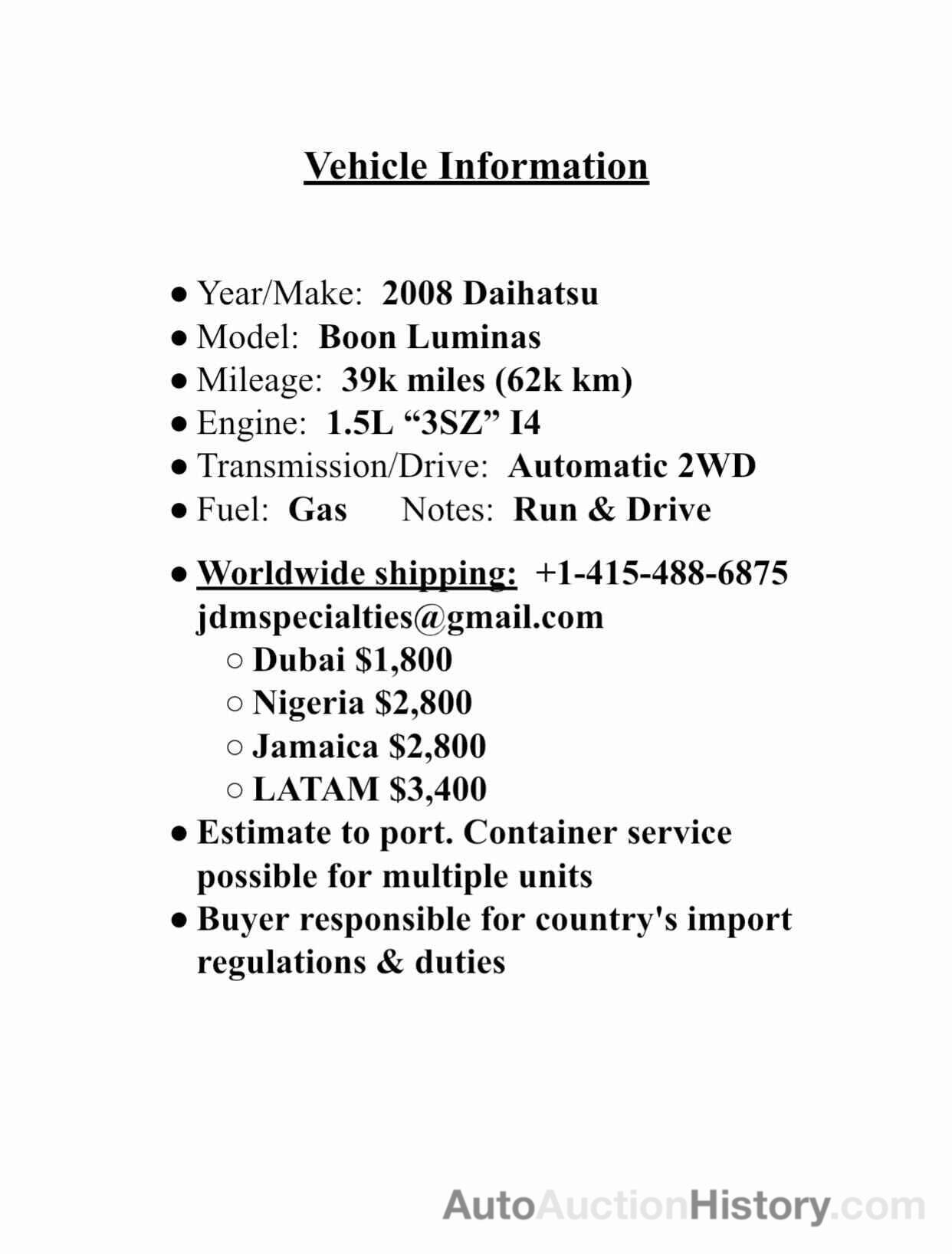 2008 DAIHATSU ALL MODELS, M502G0000278