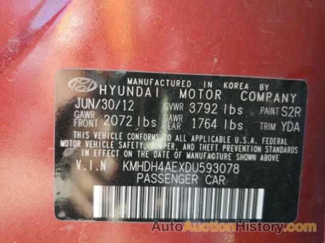 HYUNDAI ELANTRA GLS, KMHDH4AEXDU593078