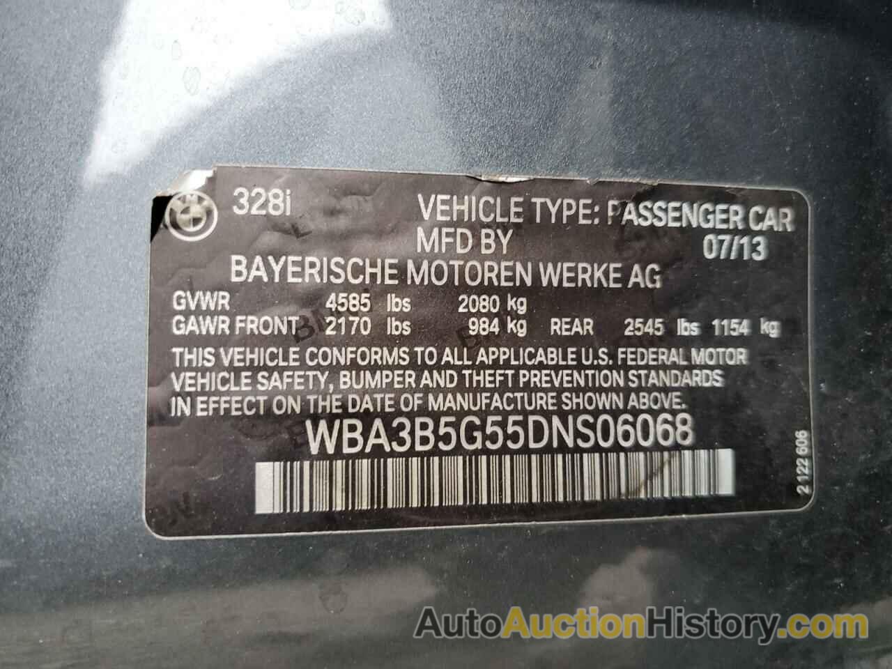 BMW 3 SERIES XI SULEV, WBA3B5G55DNS06068