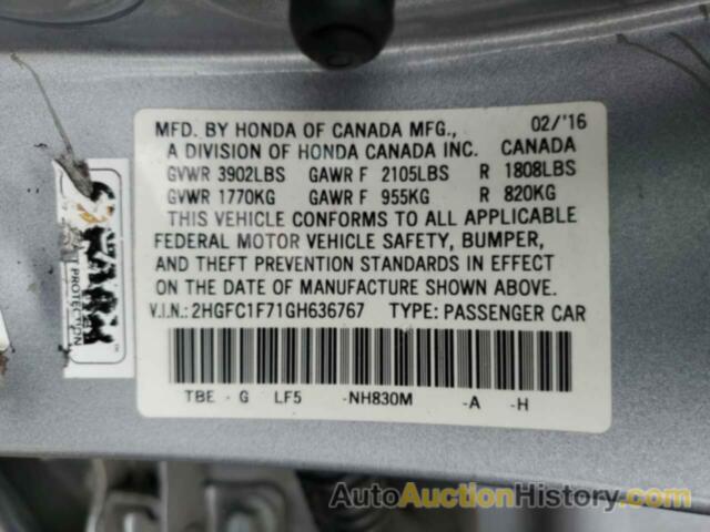 HONDA CIVIC EXL, 2HGFC1F71GH636767