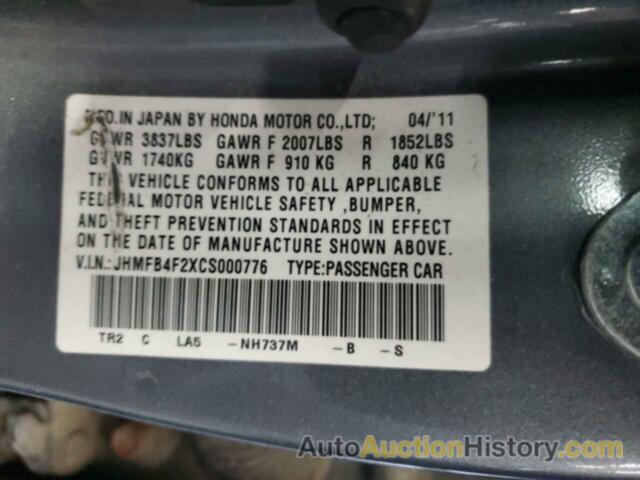 HONDA CIVIC HYBRID, JHMFB4F2XCS000776