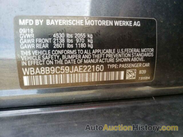BMW 3 SERIES I, WBA8B9C59JAE22160