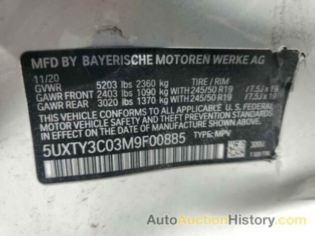 BMW X3 SDRIVE30I, 5UXTY3C03M9F00885