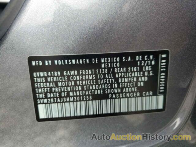 VOLKSWAGEN JETTA S, 3VW2B7AJ3HM301256