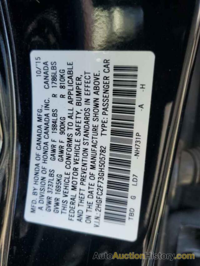 HONDA CIVIC EX, 2HGFC2F73GH505782