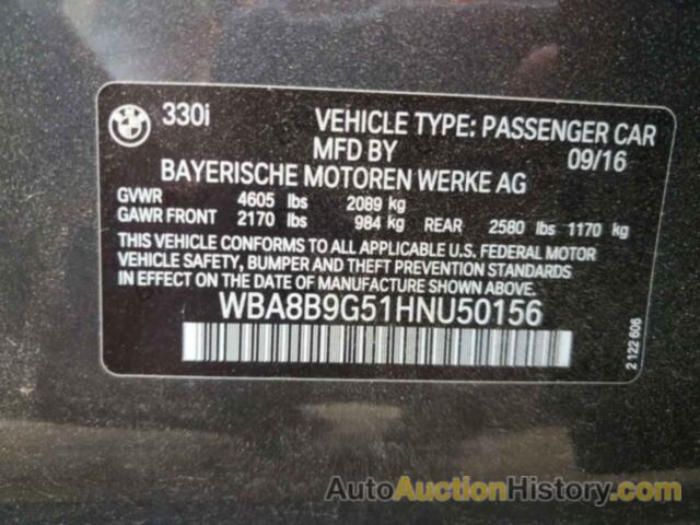 BMW 3 SERIES I, WBA8B9G51HNU50156