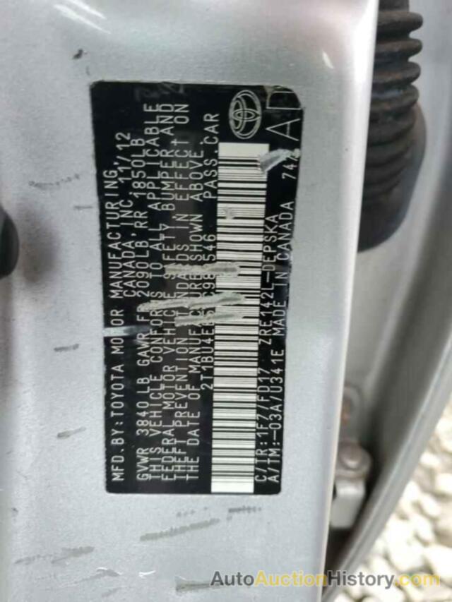 TOYOTA COROLLA BASE, 2T1BU4EE5DC989546