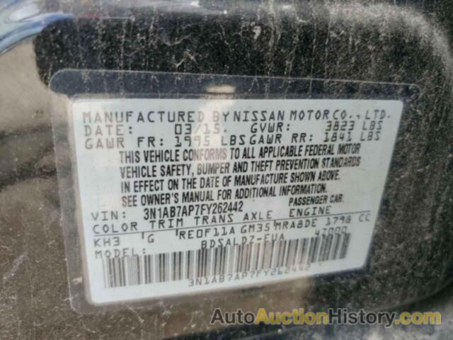 NISSAN SENTRA S, 3N1AB7AP7FY262442