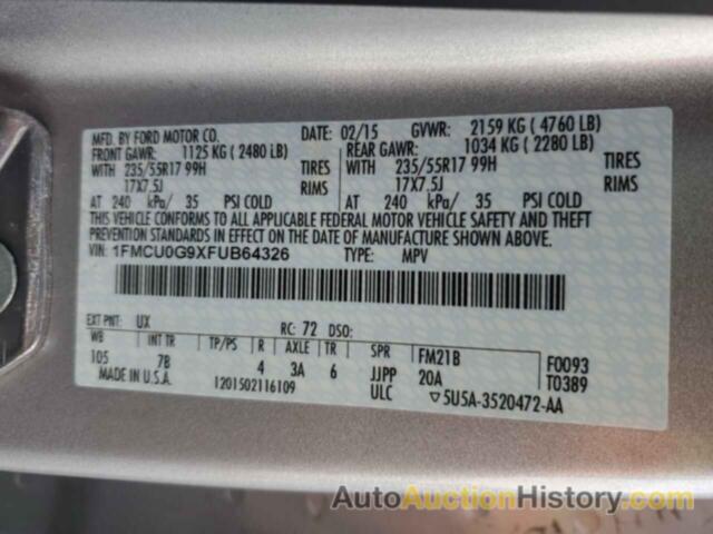 FORD ESCAPE SE, 1FMCU0G9XFUB64326