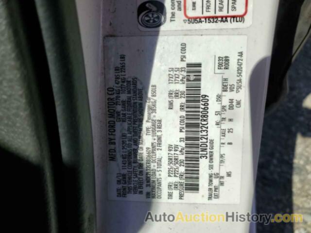 LINCOLN MKZ HYBRID, 3LNDL2L32CR806609